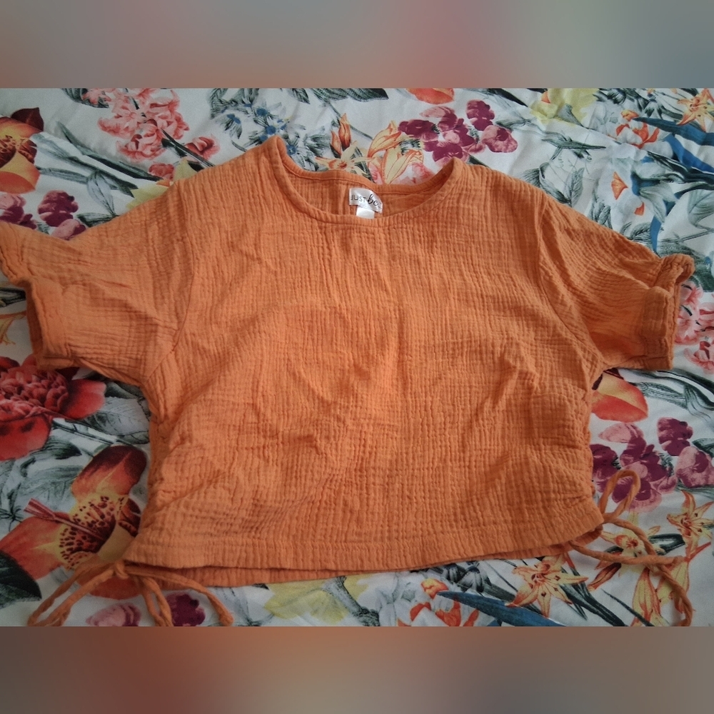 Just Be Vibrant Orange Textured Top